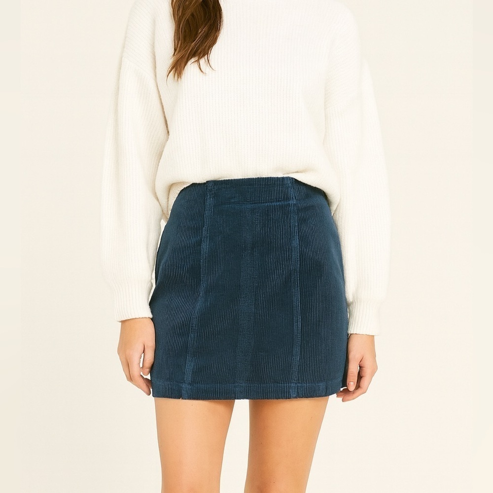 NWT PacSun Corduroy Mini Skirt Size 27 Teal Boho Festival Classic Minimal Chic